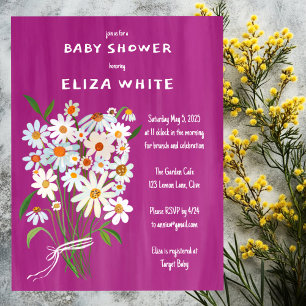 Cute Daisy Bouquet Handmålad Anpassningsbar Babykl Inbjudningar