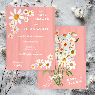 Cute Daisy Bouquet Handmålad Anpassningsbar Babykl Inbjudningar