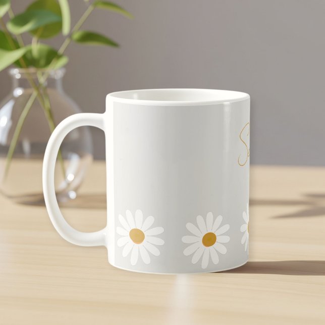 Cute daisy ceramic mug, Daisy cappuccino cup  Kaffemugg (Skapare uppladdad)