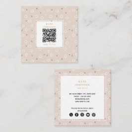 Cute Daisy Floral Blossoms & Greenery Florist Fyrkantigt Visitkort