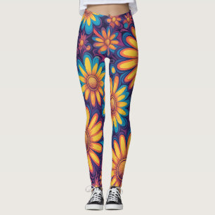 Cute Daisy Flower Botanical mönster skolflicka Leggings