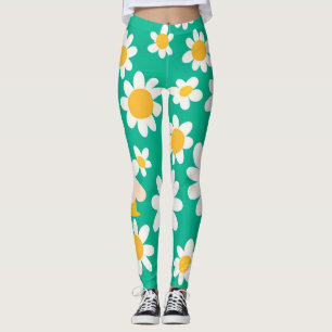 Cute Daisy Flower Botanical mönster skolflicka Leggings