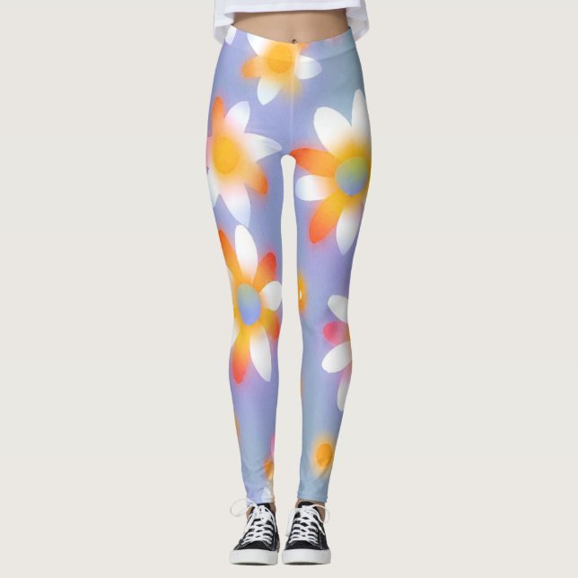 Cute Daisy Flower Botanical mönster skolflicka Leggings (Framsida)