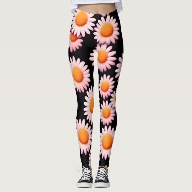 Cute Daisy Flower Botanical mönster skolflicka Leggings (Framsida)