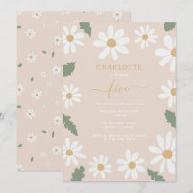 Cute Daisy Flower Födelsedagsfest Girl Rosa