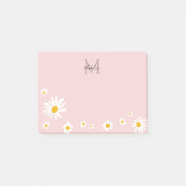 Cute Daisy Flower Rosa Modern Monogram Post-it Block