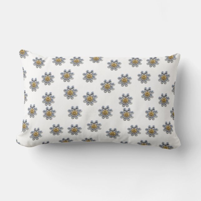 Cute Daisy Flower Seamless Mönster Lumbarkudde (Framsida)