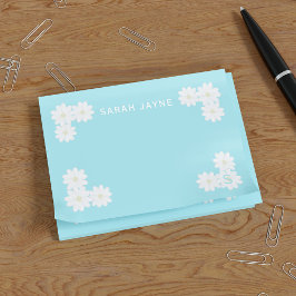 Cute Daisy Flowers Aqua Blue Post it Notes Post-it Block