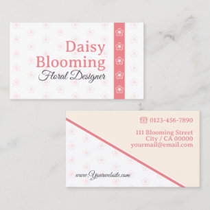 Cute Daisy Mönster Pastel Cream White Rosa Florist Visitkort
