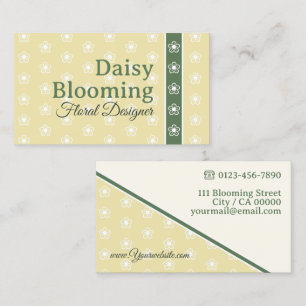 Cute Daisy Mönster Pastel Gult Grönt Florist Visitkort