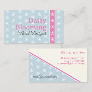 Cute Daisy Mönster Pastel Light Blue Rosa Florist Visitkort