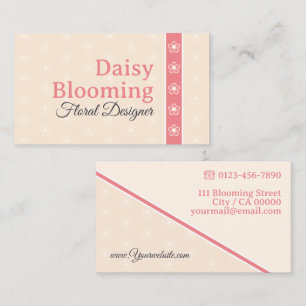 Cute Daisy Mönster Pastel Light Peach Rosa Florist Visitkort