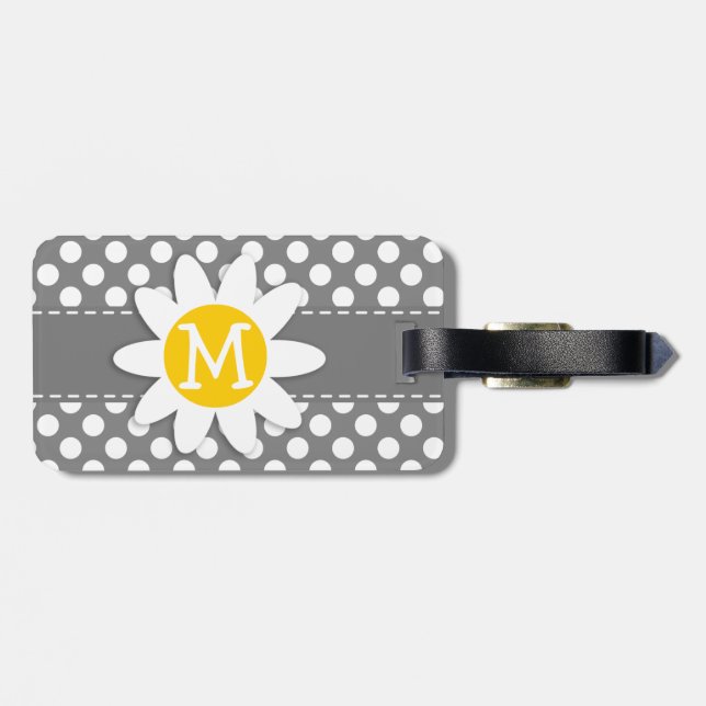 Cute Daisy på Mörk Grått Polka dots Bagagebricka (Baksida Vågrät)