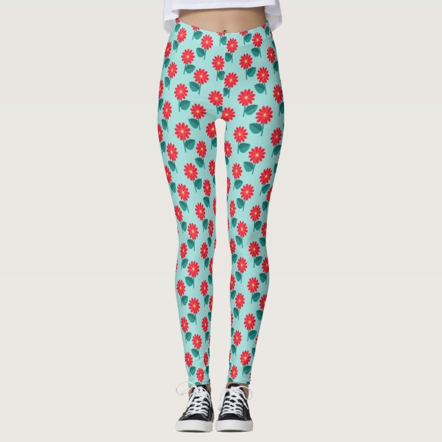 Cute Daisy Pattern Leggings (Framsida)