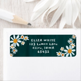 Cute Daisys Gouache Anpassningsbar Returadress Etikett