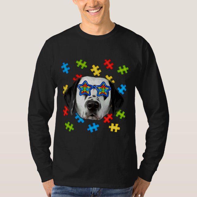Cute Dalmatian Autism Puzzle Sunglass Puppies Ow T Shirt (Framsida)