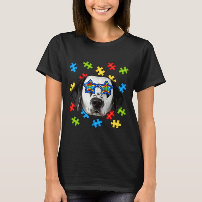 Cute Dalmatian Autism Puzzle Sunglass Puppies Ow T Shirt (Framsida)