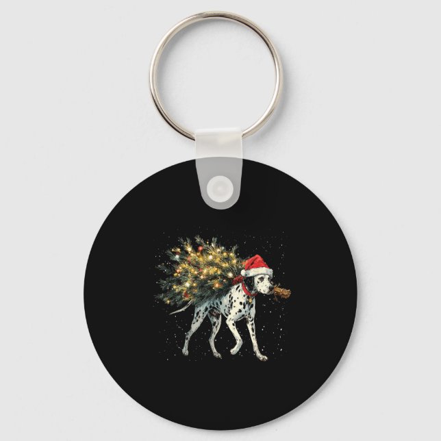Cute Dalmatian Dog In A Christmas Tree For Men Wom Nyckelring (Framsida)