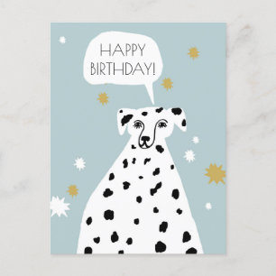 Cute Dalmatian Hund Abstrakt Art Grattis på födels Vykort