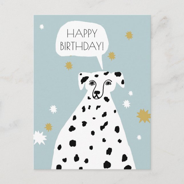 Cute Dalmatian Hund Abstrakt Art Grattis på födels Vykort (Framsida)