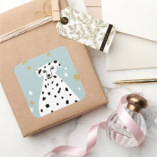 Cute Dalmatian Hund Abstrakt Illustration Art Fyrkantigt Klistermärke