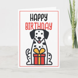 Cute Dalmatian Hund med Gift Box Birthday Kort