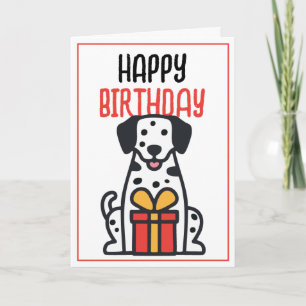 Cute Dalmatian Hund med Gift Box Birthday Kort