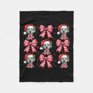 Cute Dalmatian Hund Red Play Coquette Bow Christma Fleecefilt