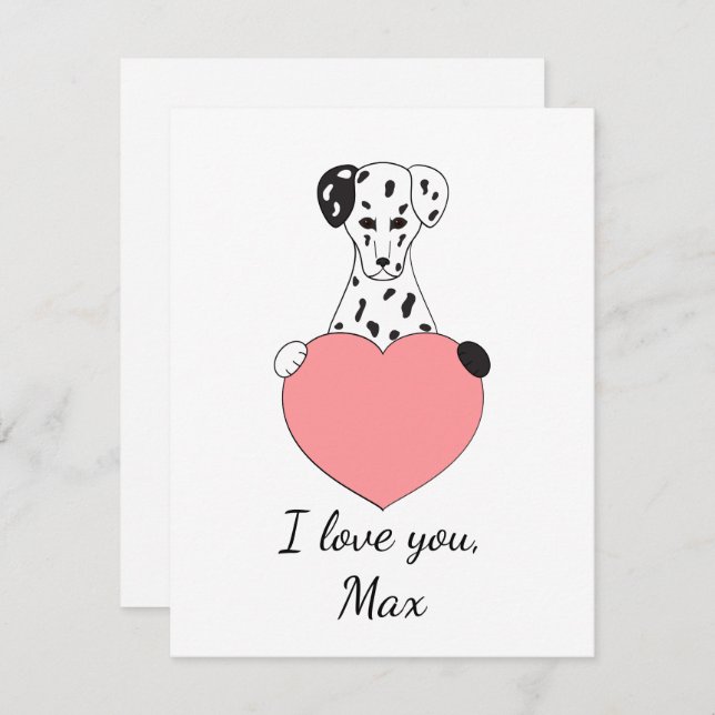 Cute dalmatian i kärlek Valentine Julkort (Fram/baksida)