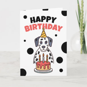 Cute Dalmatian och Kake Birthday Kort