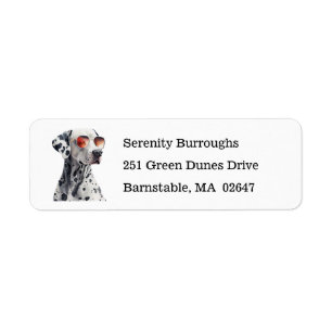 Cute Dalmatian Puppy Hund Tecknad Cute Firedog Returadress Etikett