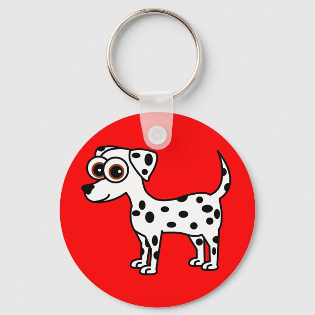 Cute Dalmatian Tecknad Keychain Nyckelring (Framsida)