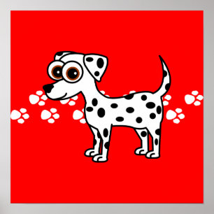 Cute Dalmatian Tecknad Pawprint Poster