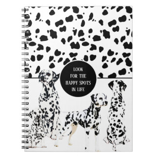 Cute Dalmatians Black & White Lycklig Spots Anteckningsbok