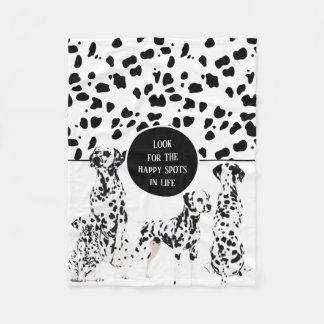 Cute Dalmatians Black & White Lycklig Spots Fleecefilt