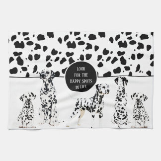 Cute Dalmatians Black & White Lycklig Spots Kökshandduk