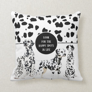 Cute Dalmatians Black & White Lycklig Spots Kudde