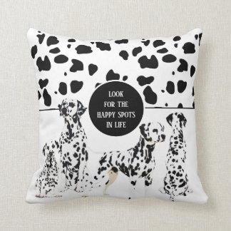 Cute Dalmatians Black & White Lycklig Spots Kudde