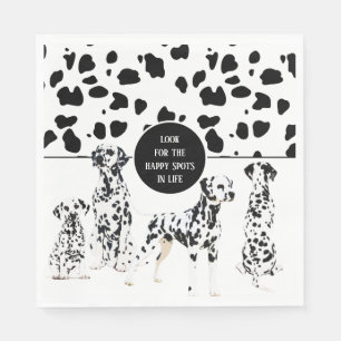Cute Dalmatians Black & White Lycklig Spots Pappersservett