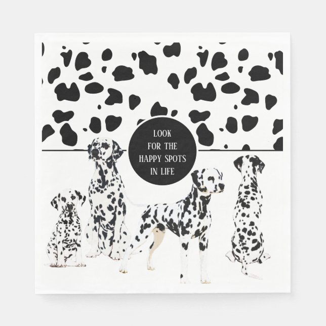 Cute Dalmatians Black & White Lycklig Spots Pappersservett (Framsidan)