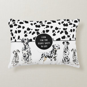 Cute Dalmatians Black & White Lycklig Spots Prydnadskudde
