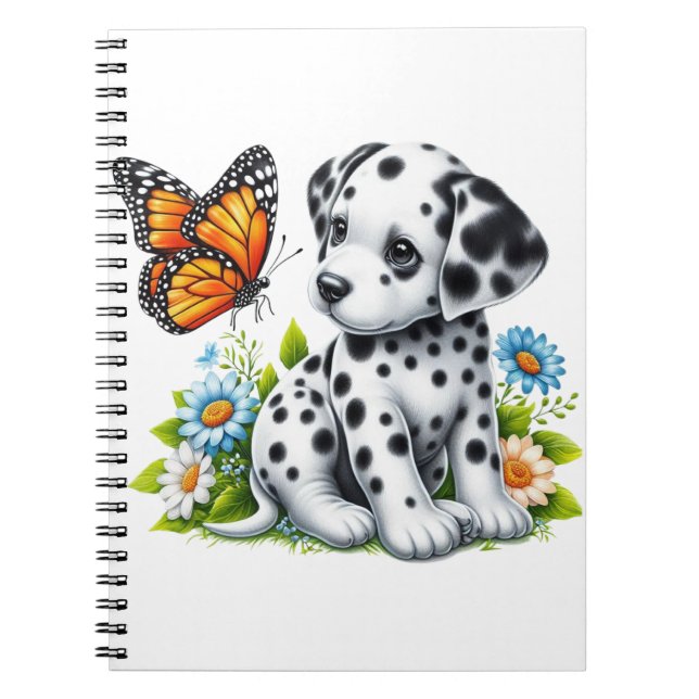 Cute Dalmatien/Butterfly-vänner Anteckningsbok (Framsidan)