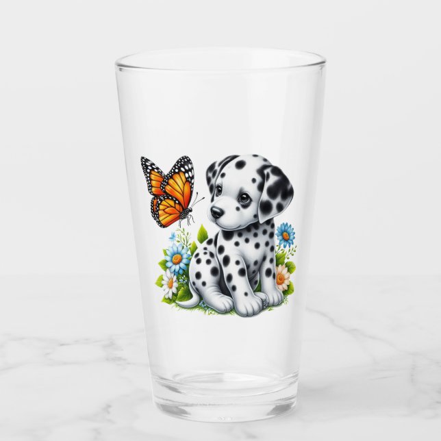 Cute Dalmatien/Butterfly-vänner Glaskopp (Framsida)