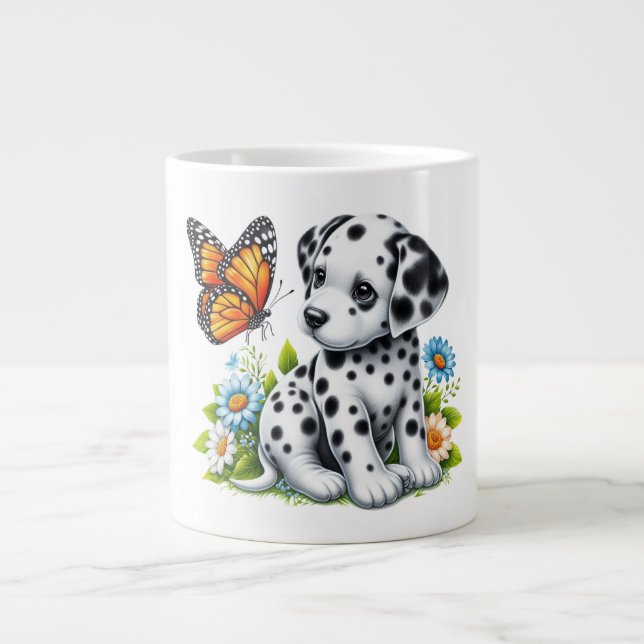 Cute Dalmatien/Butterfly-vänner Jumbo Mugg (Framsidan)