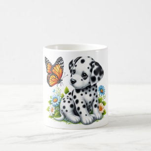 Cute Dalmatien/Butterfly-vänner Kaffemugg