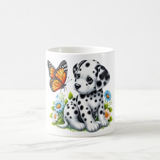 Cute Dalmatien/Butterfly-vänner Kaffemugg (Center)