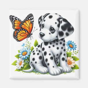 Cute Dalmatien/Butterfly-vänner Magnet
