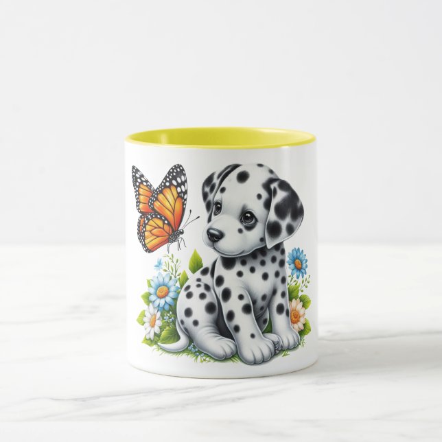 Cute Dalmatien/Butterfly-vänner Mugg (Center)