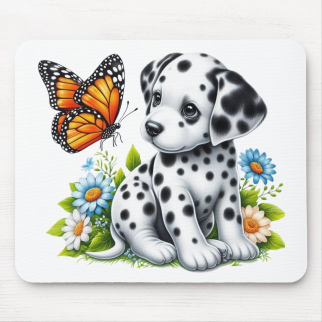 Cute Dalmatien/Butterfly-vänner Musmatta (Framsidan)