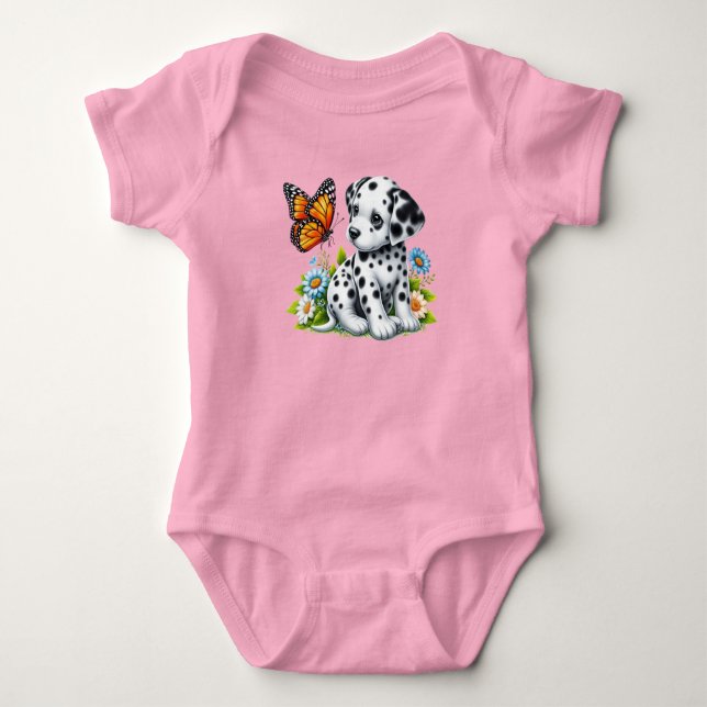 Cute Dalmatien/Butterfly-vänner T Shirt (Framsida)